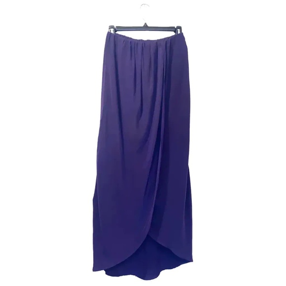 Olivaceous 100% silk layered plum maxi skirt - Picture 3 of 16